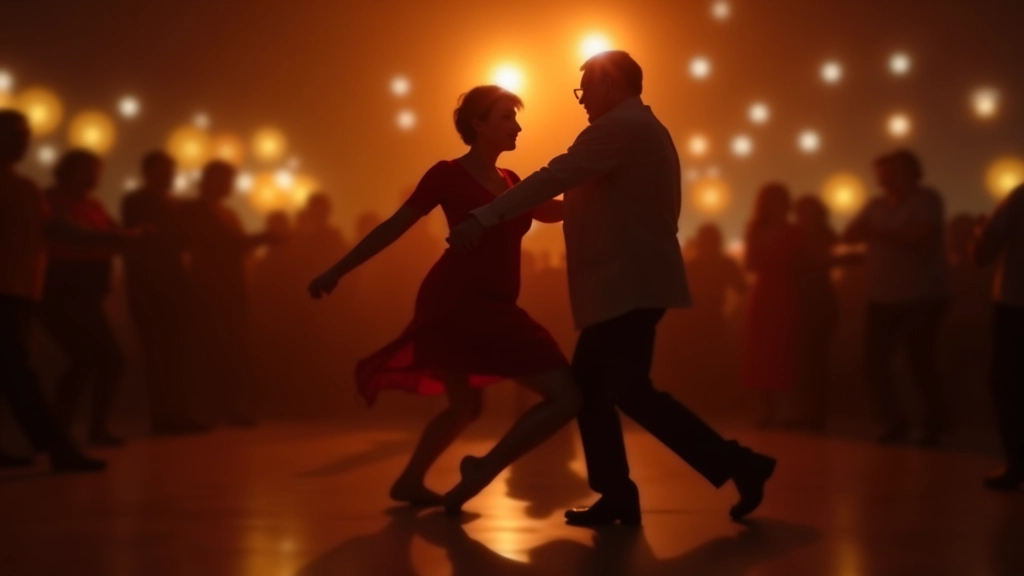 Close-up of dancing feet and lower body of senior couple performing kizomba with smooth footwork and connection